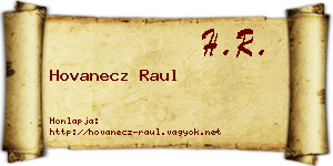 Hovanecz Raul névjegykártya